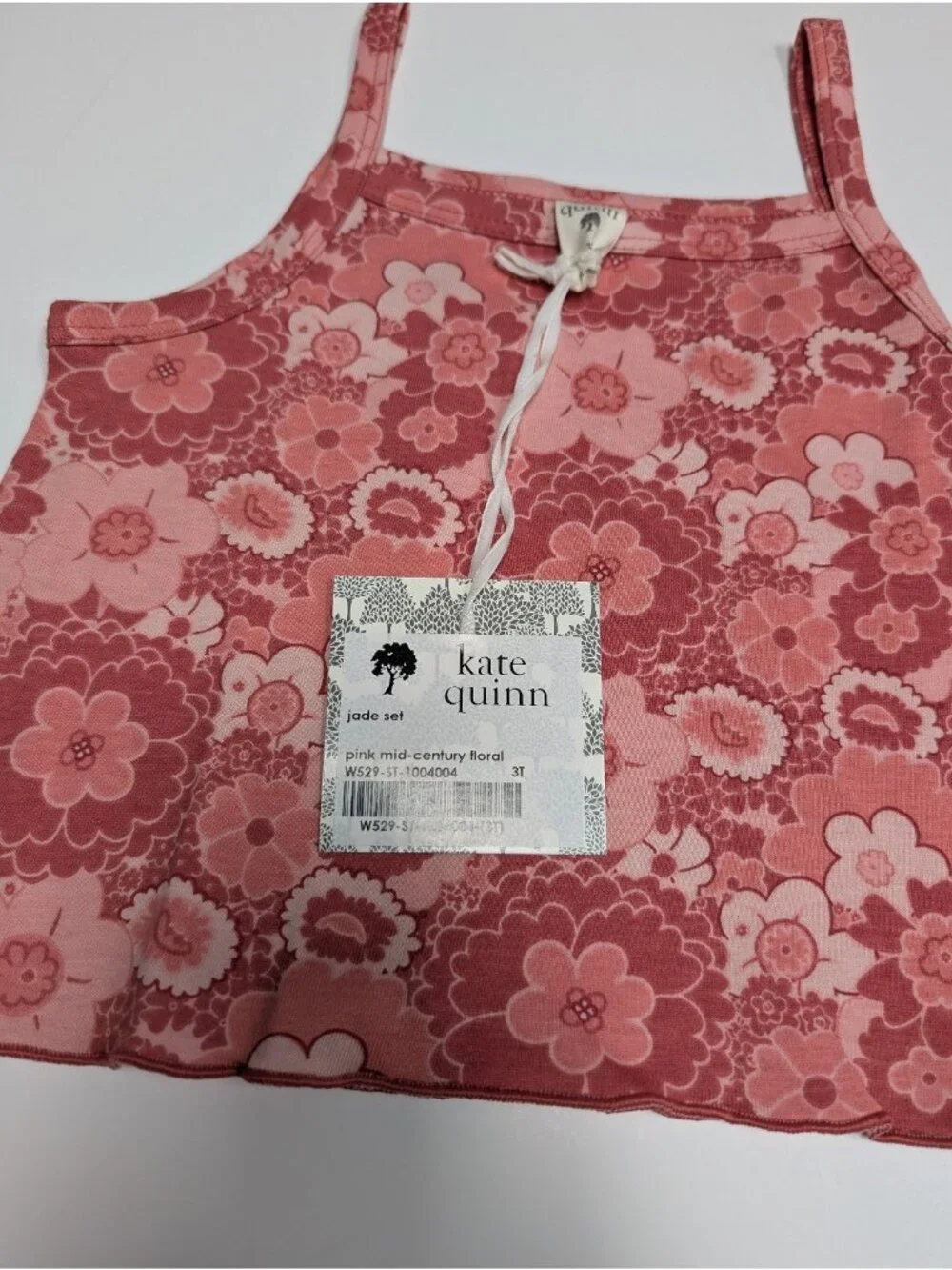 Kate Quinn Organic Cotton Pink Mid-Century Floral Tank Top Jade Set 3T Modburst